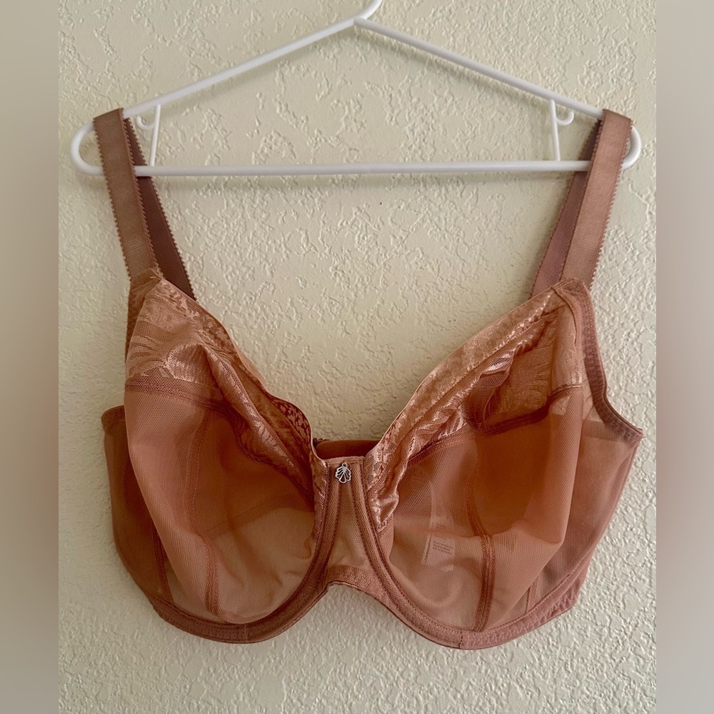 Fantasie Devote  Bra Womens 34 K Tan Mesh Underwired Side Support full coverage
